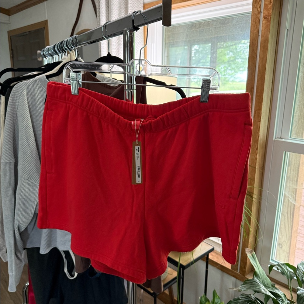 SKIMS Red Athletic Shorts Lightweight Performance Gear